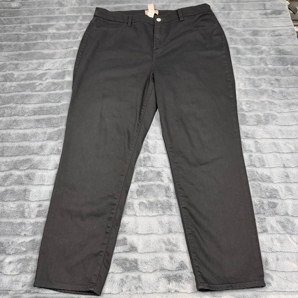 Chicos Black Ankle Pants Size 2.5 Womens Straight Leg Cotton Blend Stretch 13647